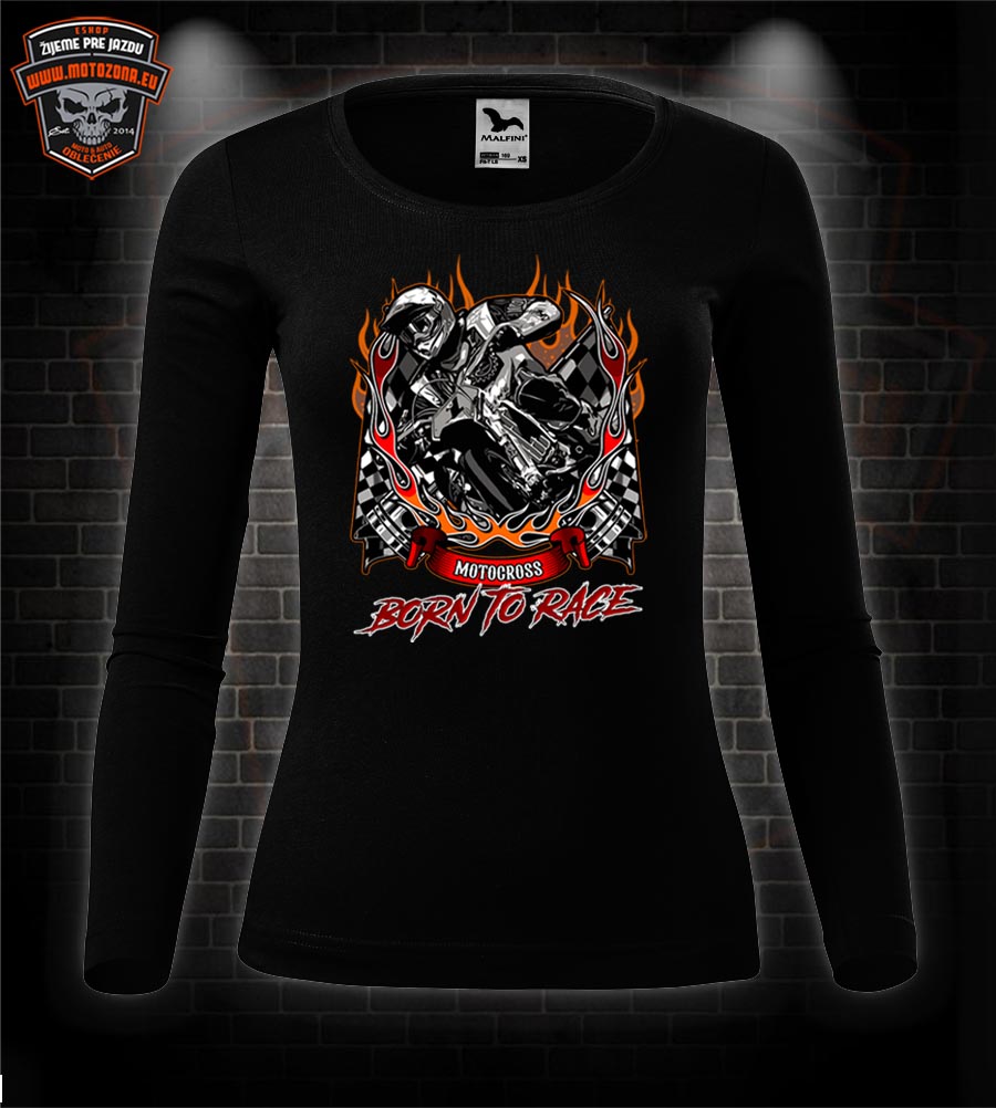 Dámske moto tričko s dlhým rukávom Motocross - Born to Race