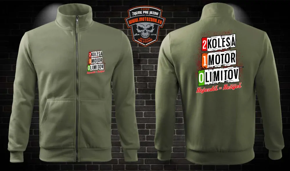 Zipsová moto mikina 2 kolesá - 1 vášeň - 0 limitov