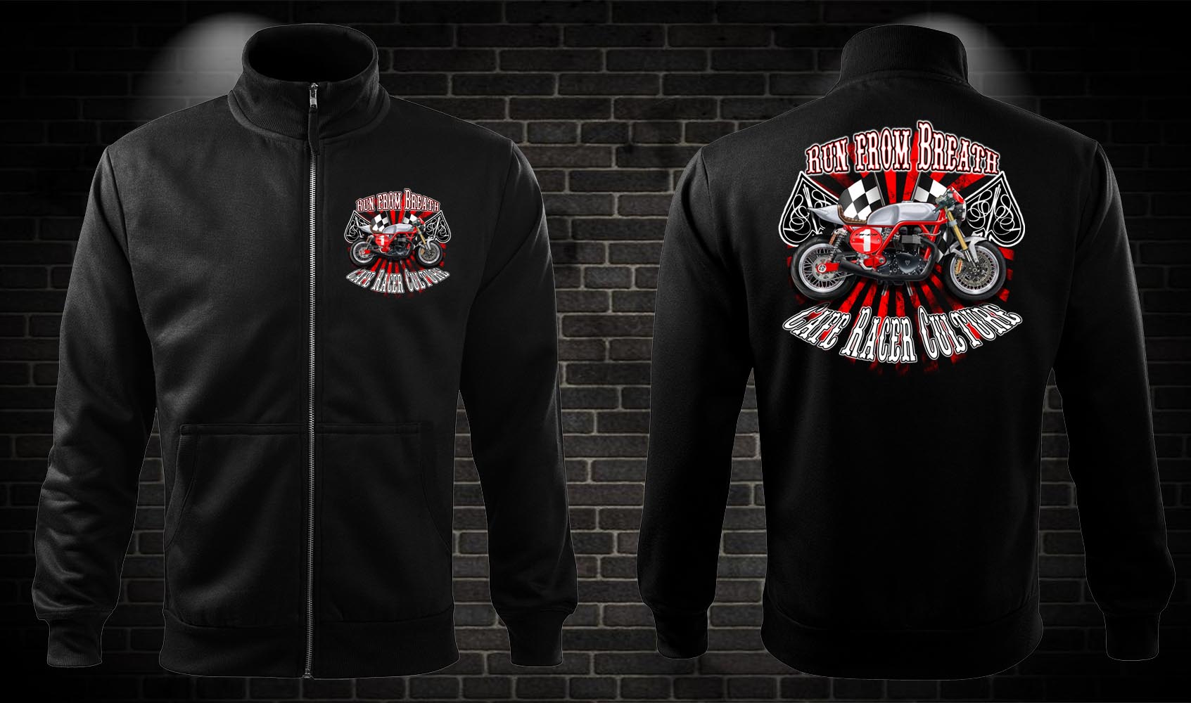 Zipsová moto mikina Caffe racer