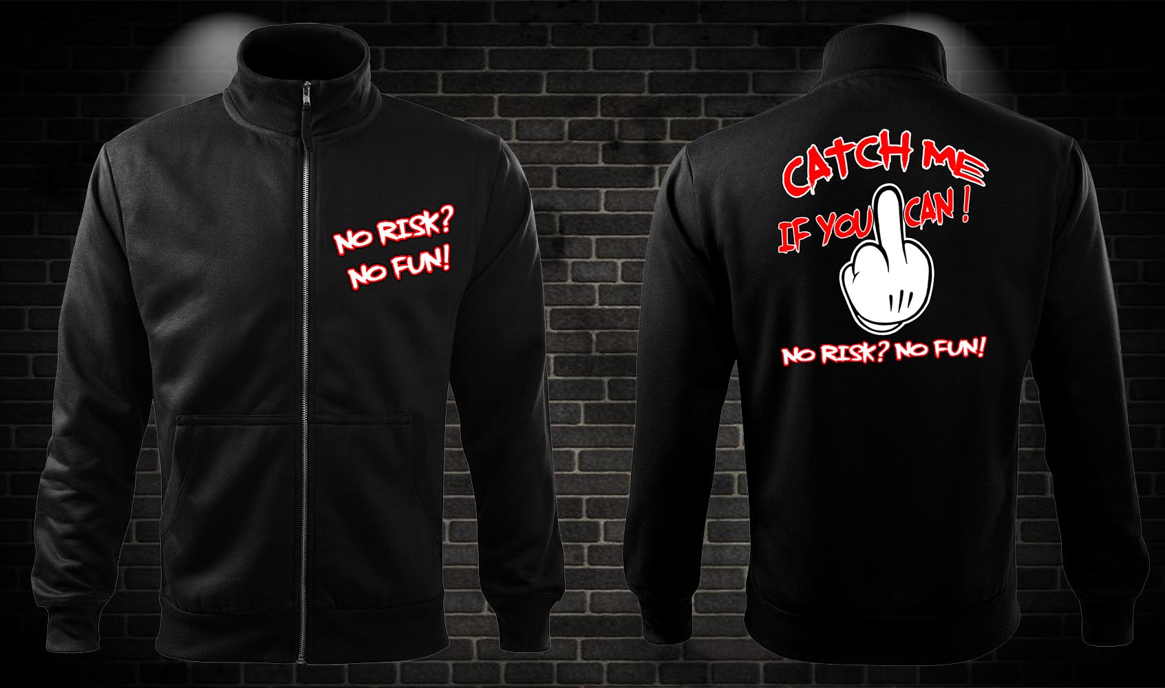 Zipsová moto mikina Catch me if you can