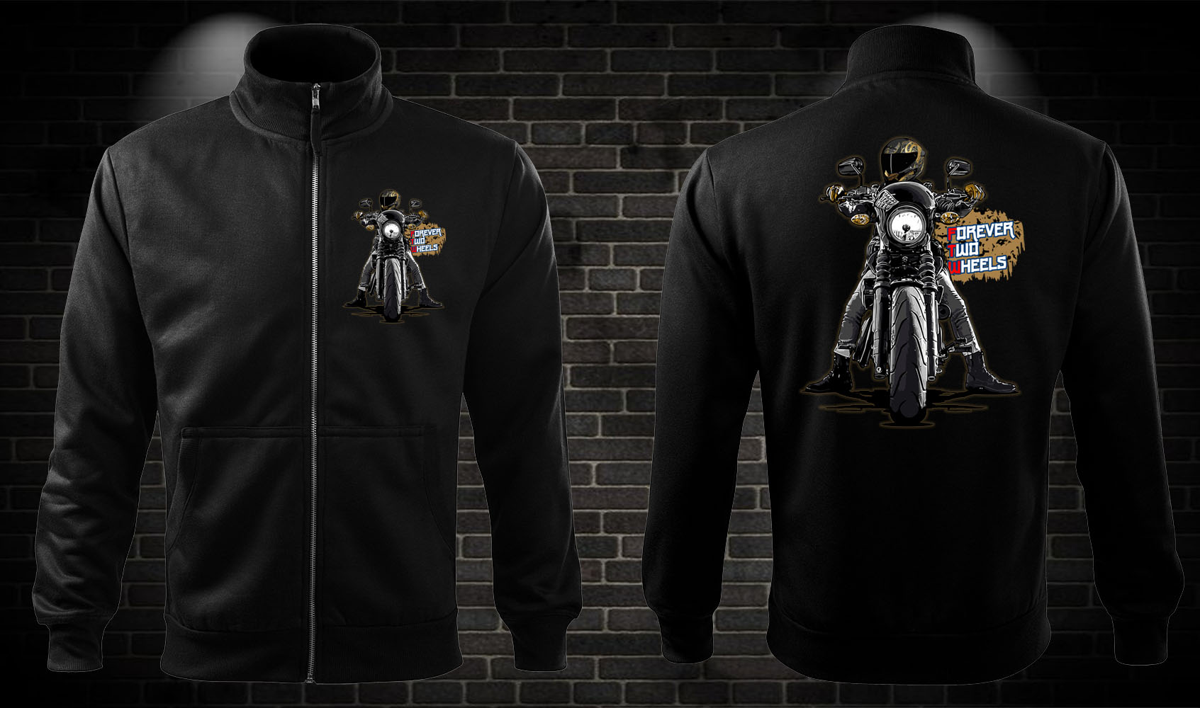 Zipsová moto mikina Forever Two Wheels