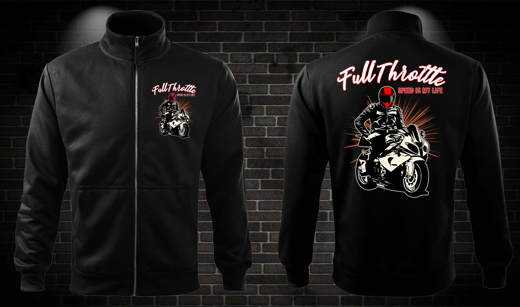 Moto mikina Full Throttle na zips