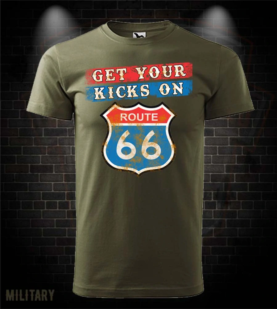 Motorkárske tričko Get Your Kicks on Route 66