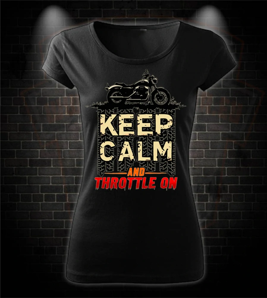 Dámske moto tričko Keep Calm and throttle on