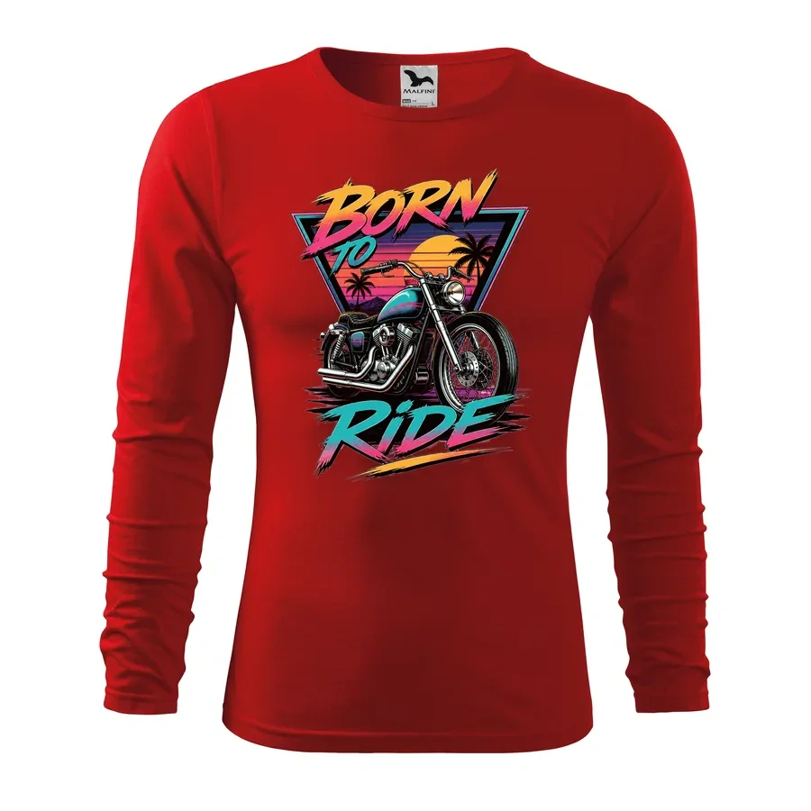 Motorkárske tričko Born to Ride - Retro s dlhým rukávom