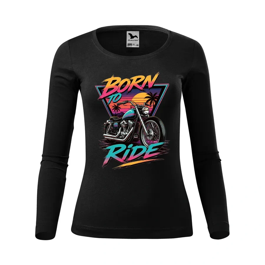Dámske motorkárske tričko Born to Ride - Retro s dlhým rukávom