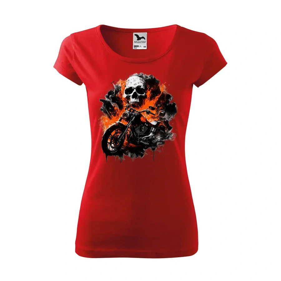 Dámske motorkárske tričko Skull Ride – ohnivá rebélia