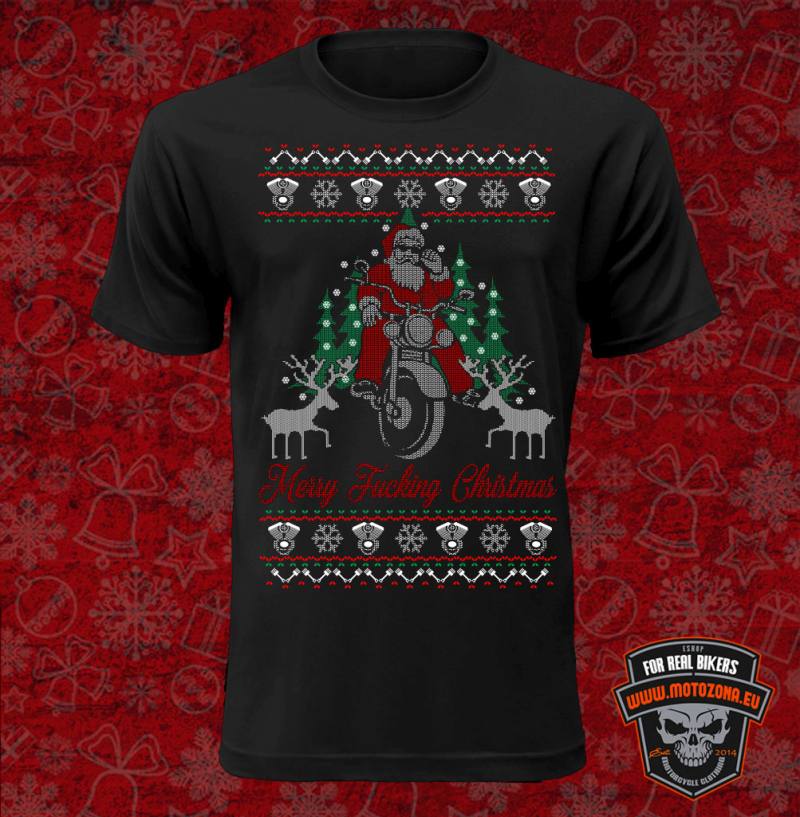 Motorkárske tričko Merry Fucking Christmas