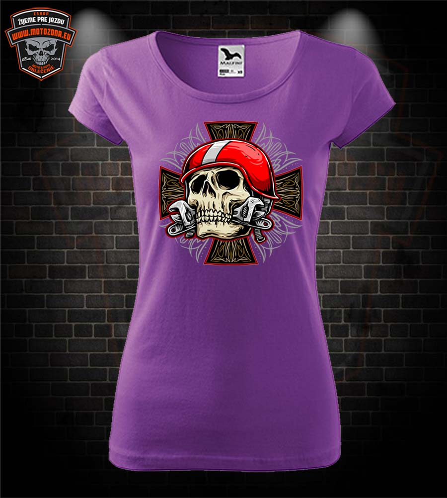 Dámske moto tričko Skull mechanic