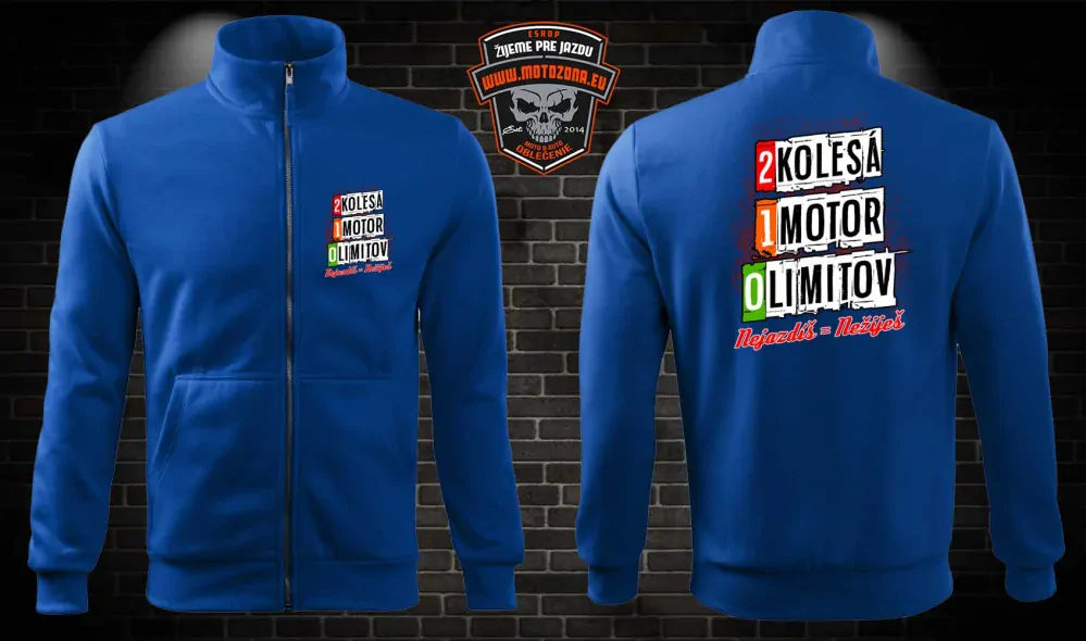 Zipsová moto mikina 2 kolesá - 1 vášeň - 0 limitov