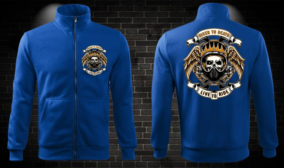 Zipsová moto mikina Biker to death