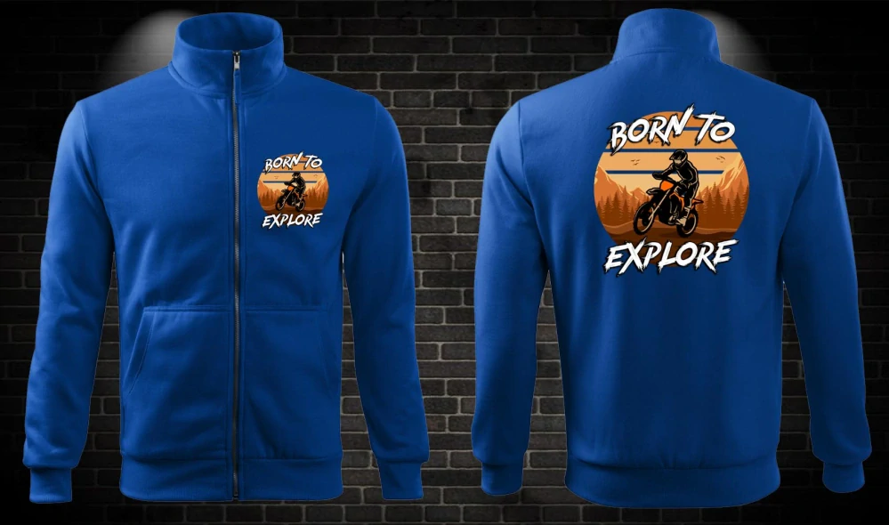 Zipsová moto mikina Born to Explore