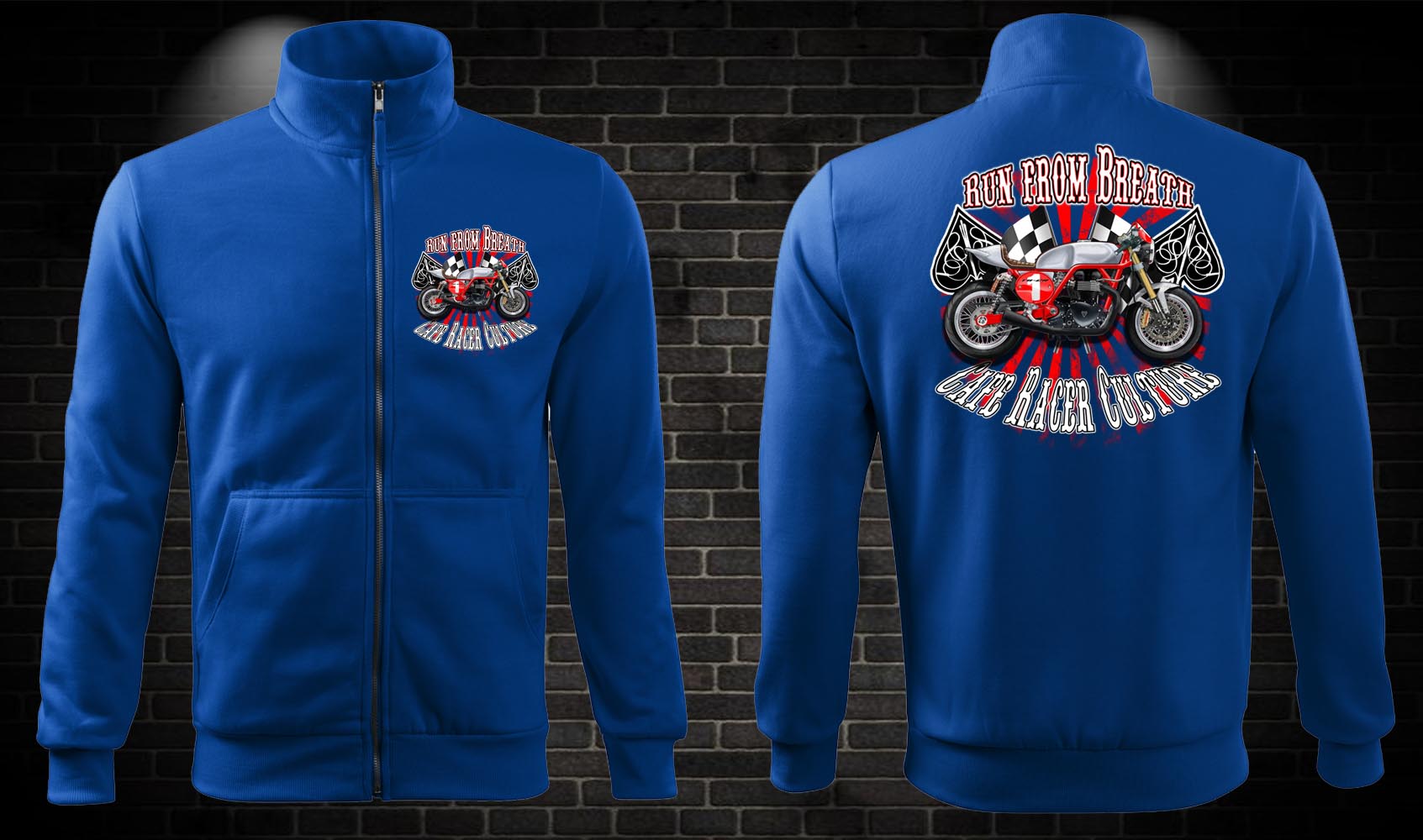 Zipsová moto mikina Caffe racer