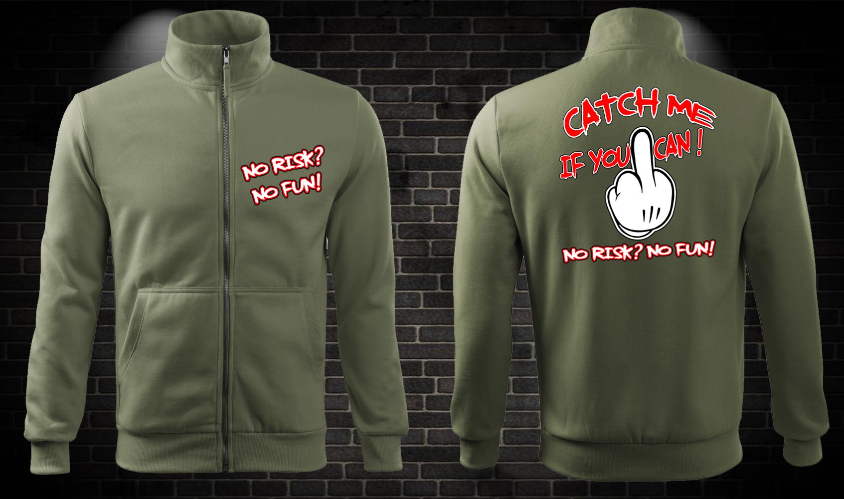 Zipsová moto mikina Catch me if you can