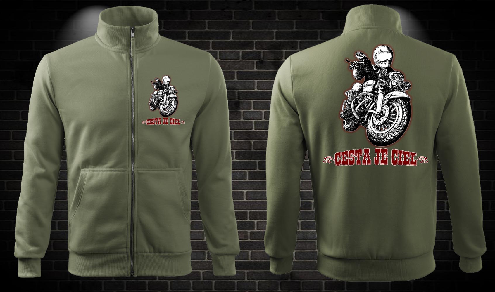 Zipsová moto mikina Cesta je cieľ