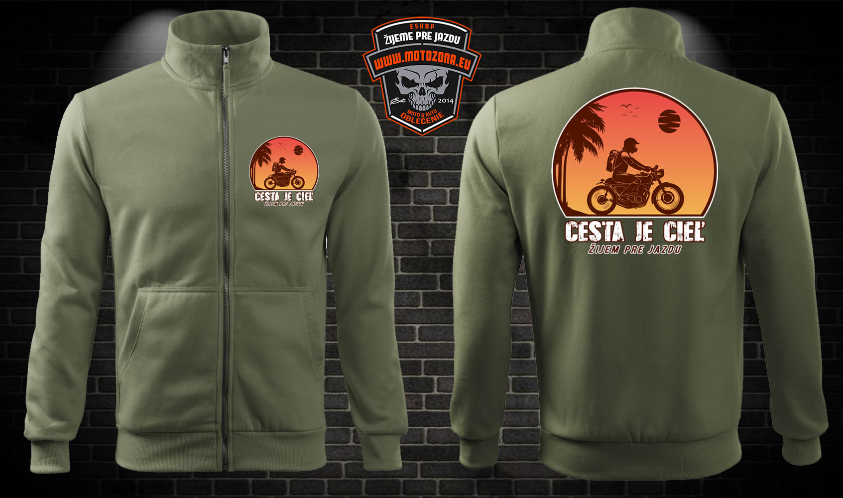 Zipsová moto mikina Cesta je cieľ 2