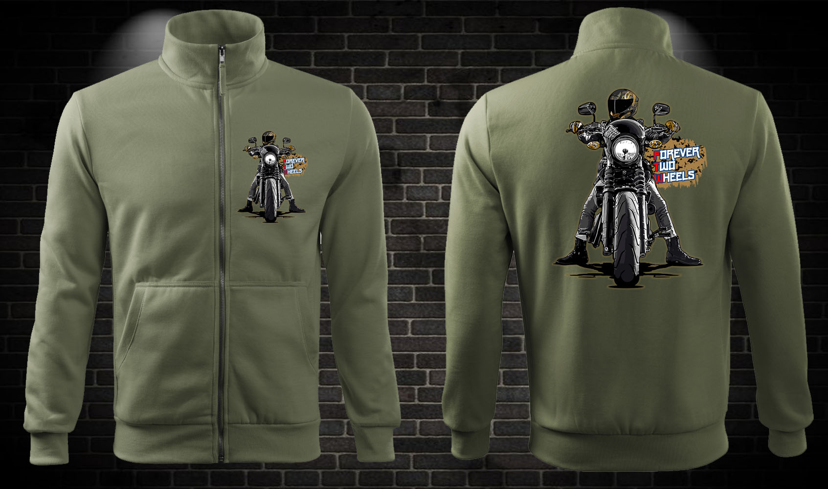 Zipsová moto mikina Forever Two Wheels