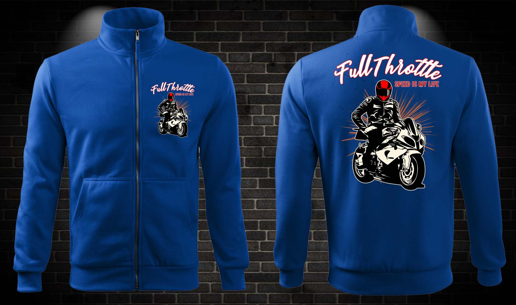 Moto mikina Full Throttle na zips