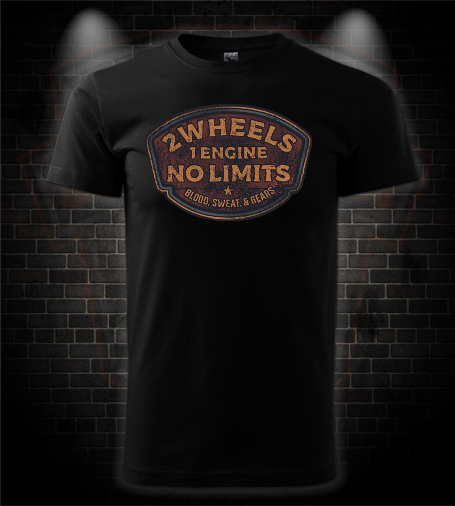 Pánske motorkárske tričko 2 Wheels 1 Engine No Limits