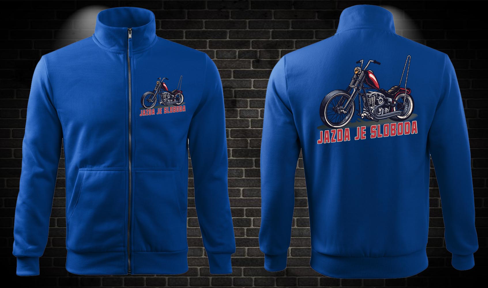 Zipsová moto mikina Jazda je sloboda