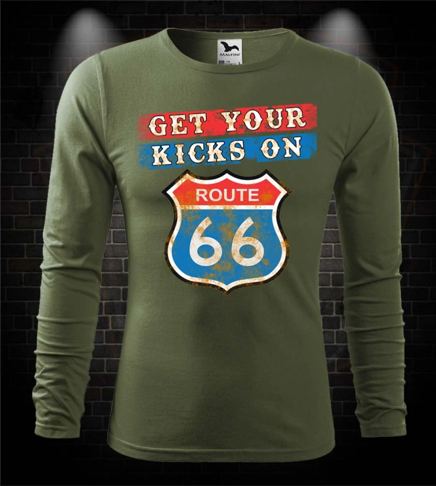 Mototričko s dlhým rukávom Get your kicks on Route 66