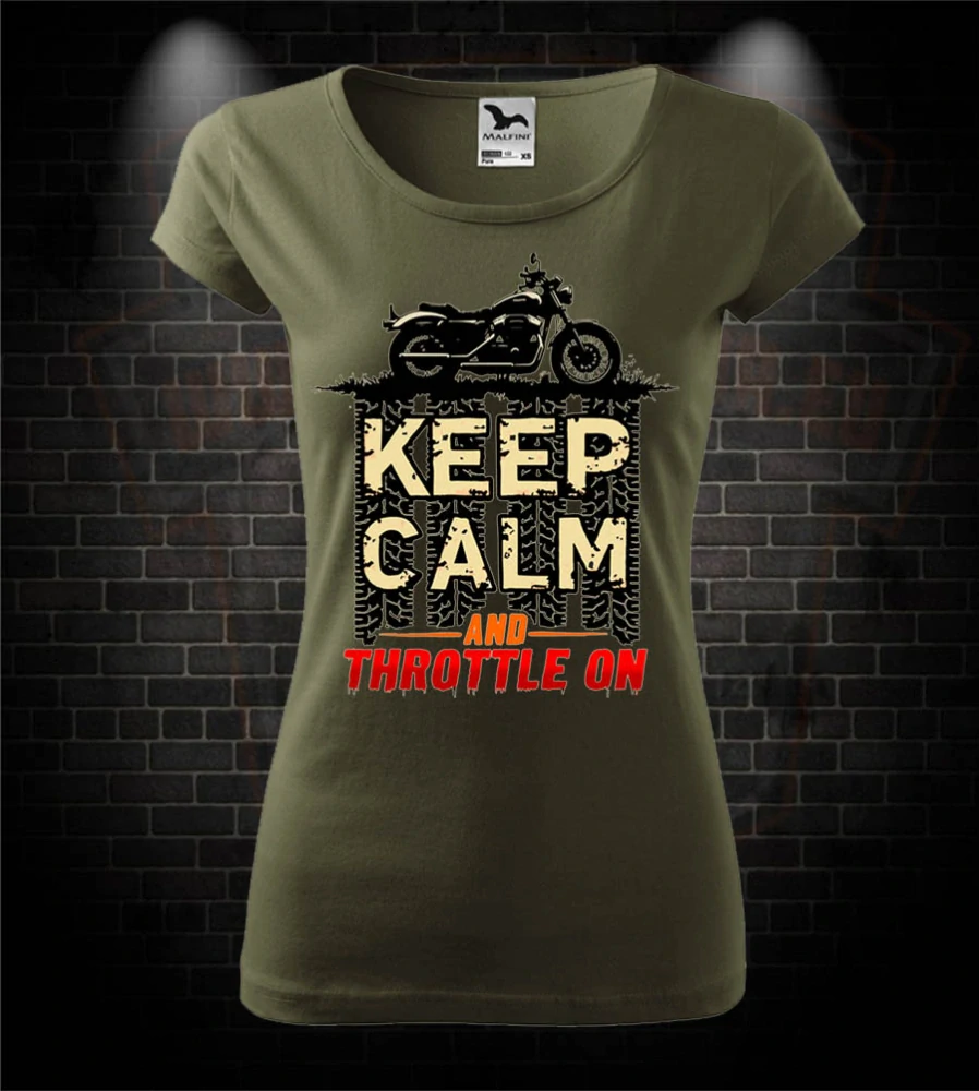 Dámske moto tričko Keep Calm and throttle on