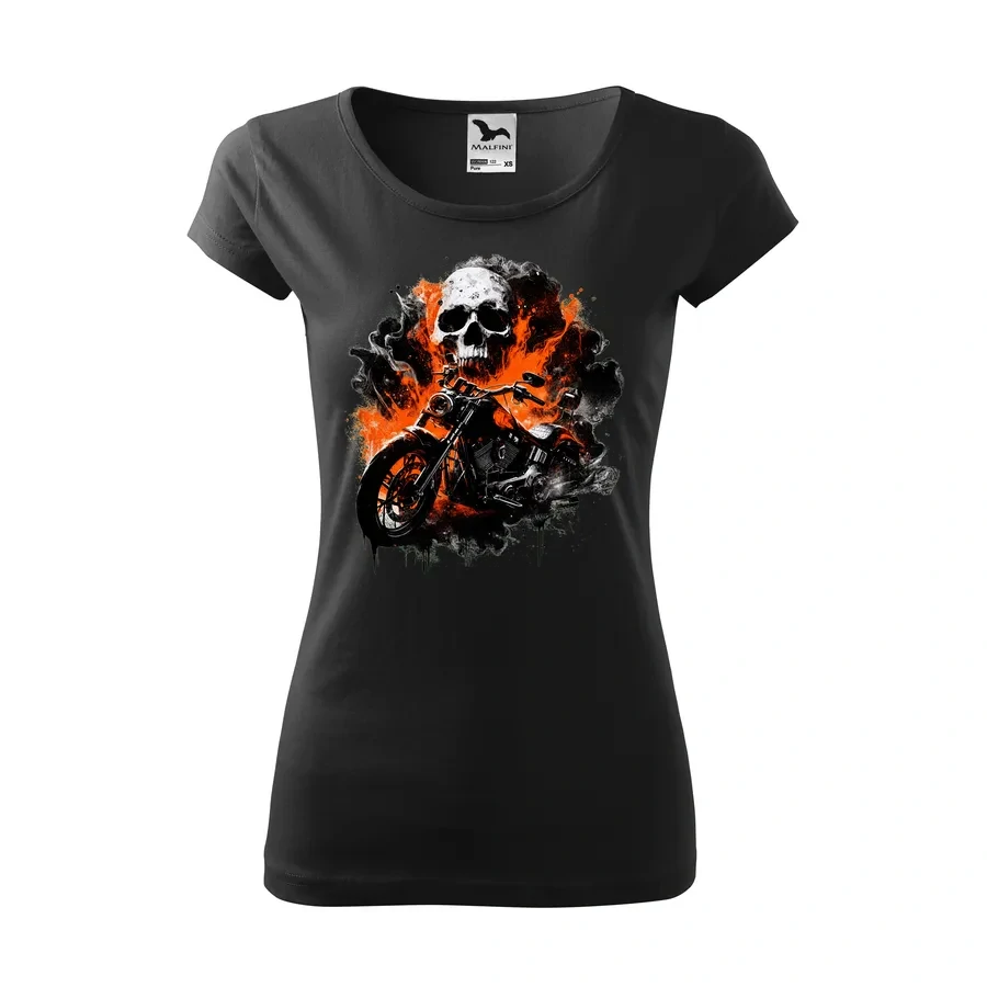 Dámske motorkárske tričko Skull Ride – ohnivá rebélia