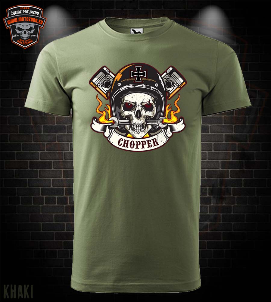 Motorkárske tričko Chopper Skull