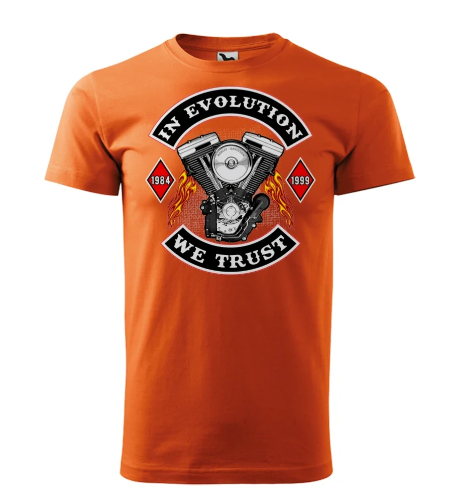 Motorkárske tričko In Evolution We Trust | Pocta legende V-Twin