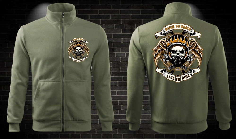Zipsová moto mikina Biker to death
