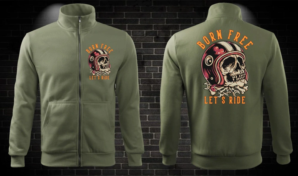 Zipsová moto mikina Born Free - Let´s Ride
