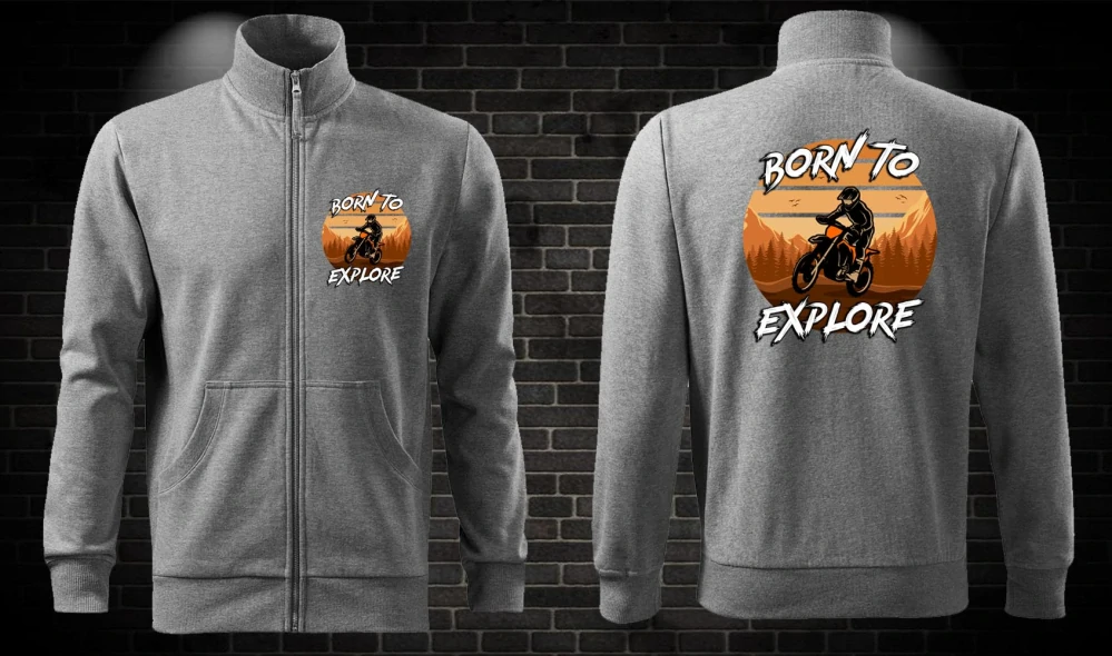 Zipsová moto mikina Born to Explore