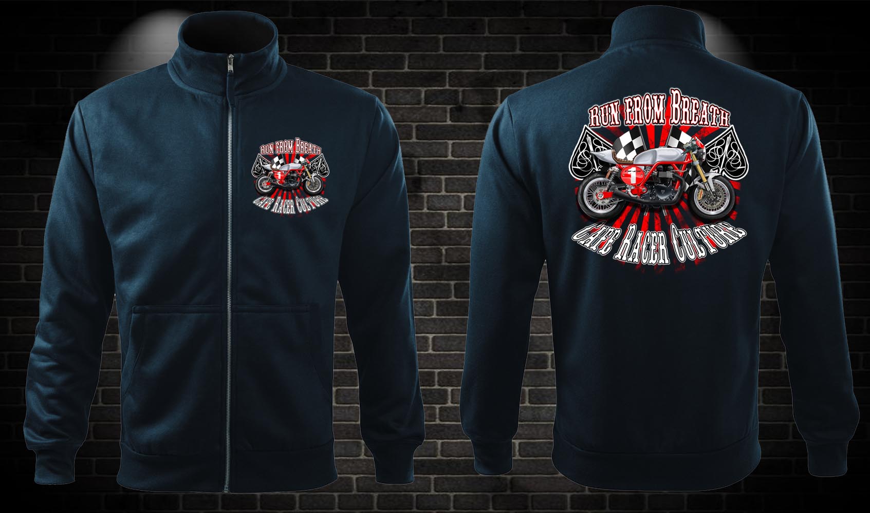 Zipsová moto mikina Caffe racer