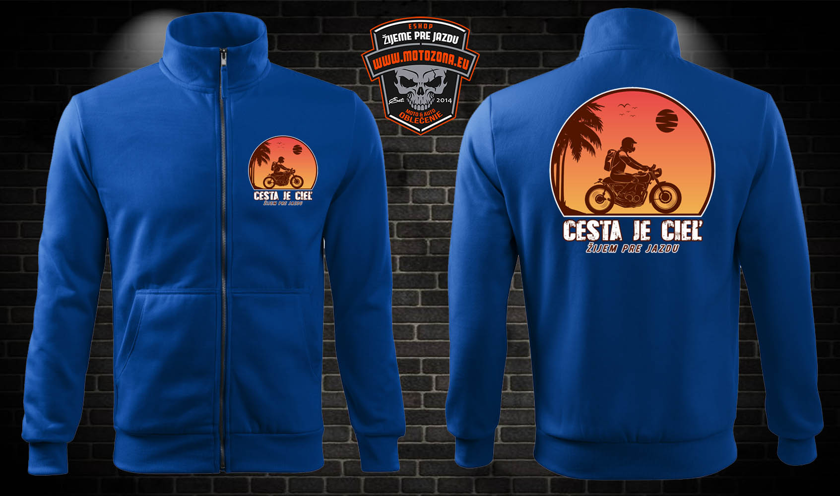 Zipsová moto mikina Cesta je cieľ 2