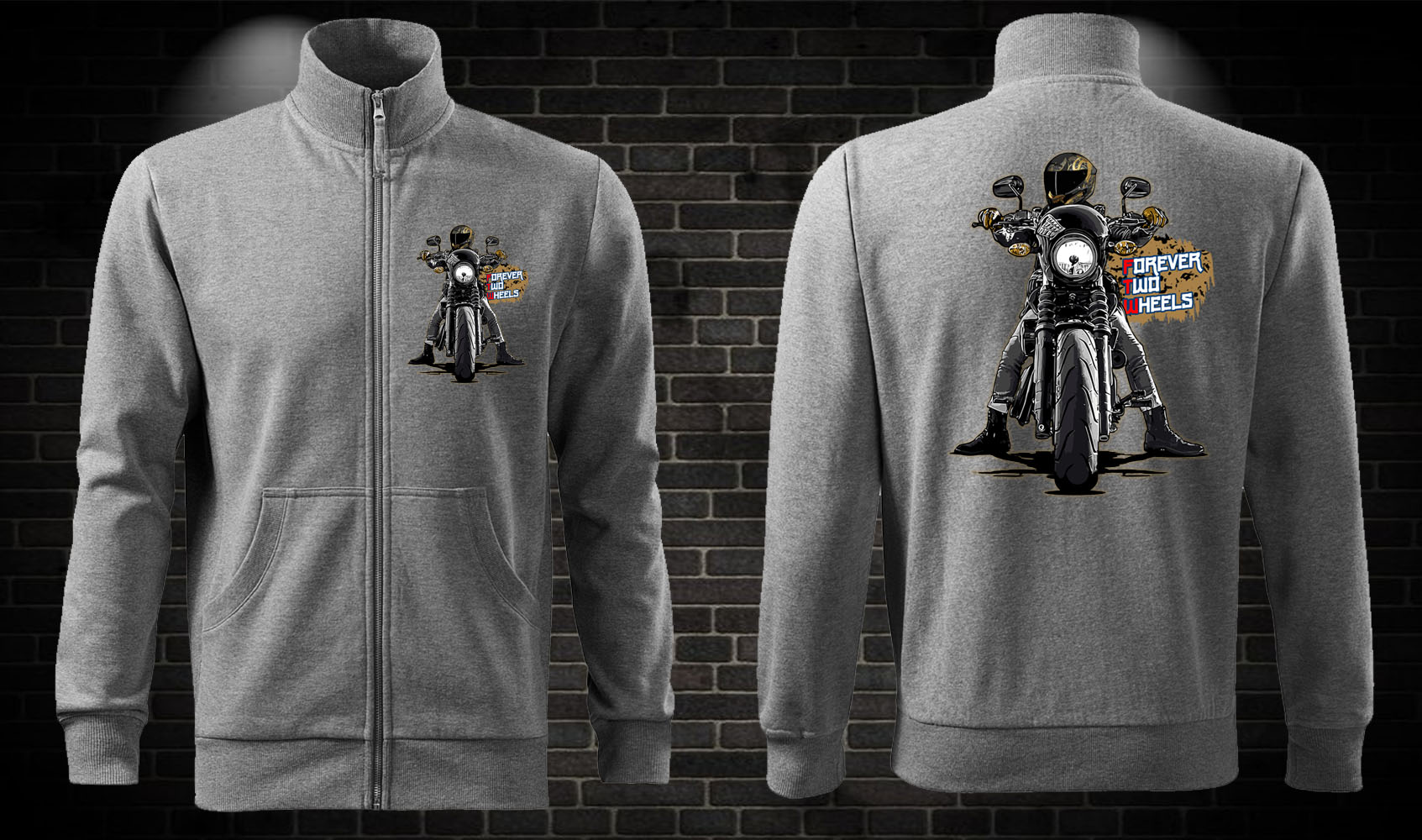Zipsová moto mikina Forever Two Wheels