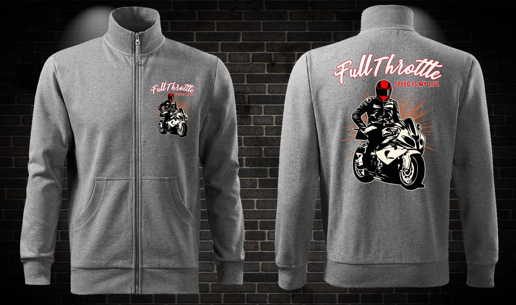 Moto mikina Full Throttle na zips