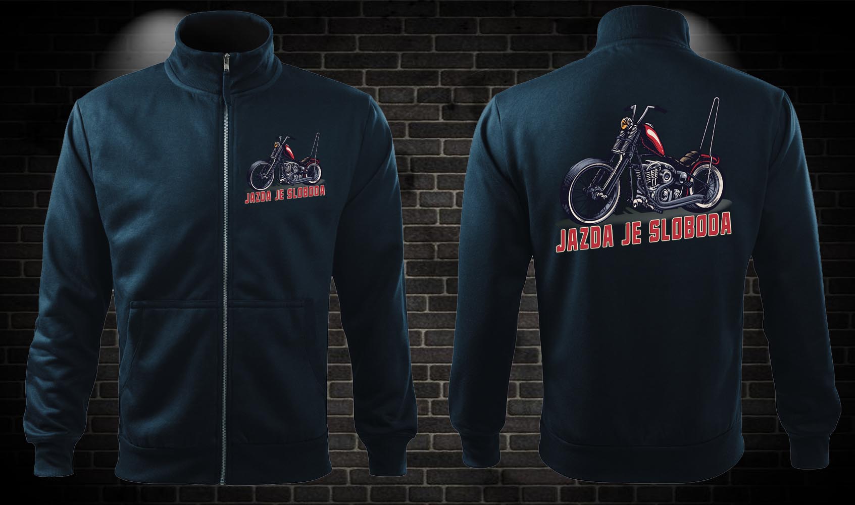 Zipsová moto mikina Jazda je sloboda