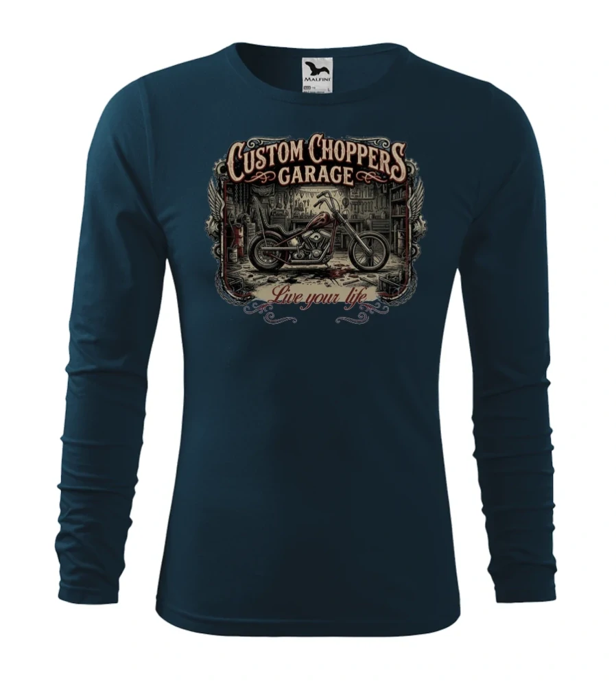 Motorkárske tričko Custom Choppers Garage dlhý rukáv
