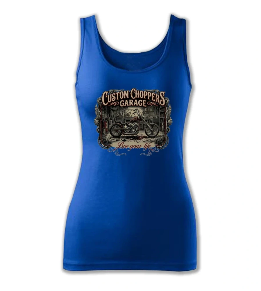 Dámske motorkárske tielko "Custom Choppers Garage"