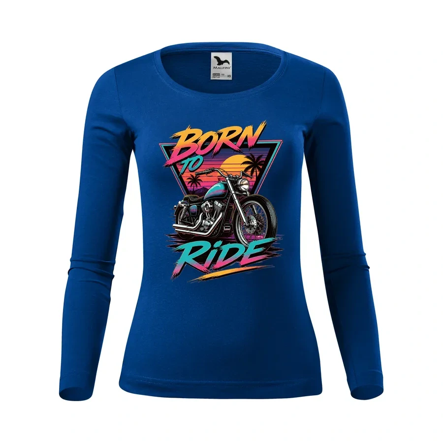 Dámske motorkárske tričko Born to Ride - Retro s dlhým rukávom
