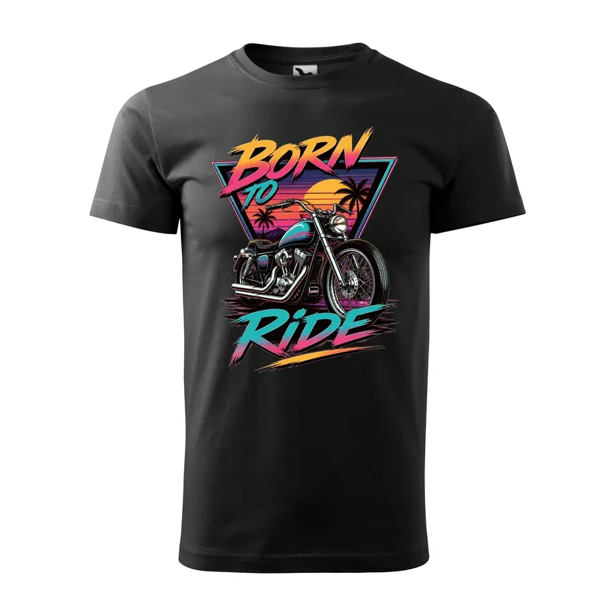 Motorkárske tričko Born to Ride - Retro | Atmosféra osemdesiatych rokov