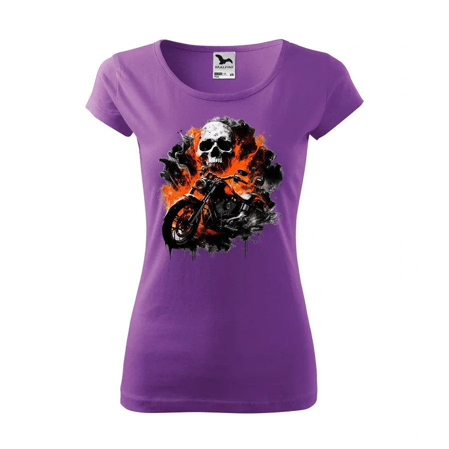 Dámske motorkárske tričko Skull Ride – ohnivá rebélia
