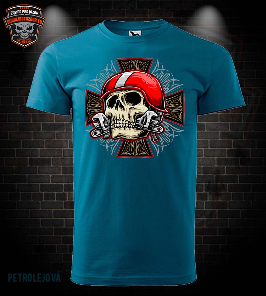 Motorkárske tričko Skull mechanic