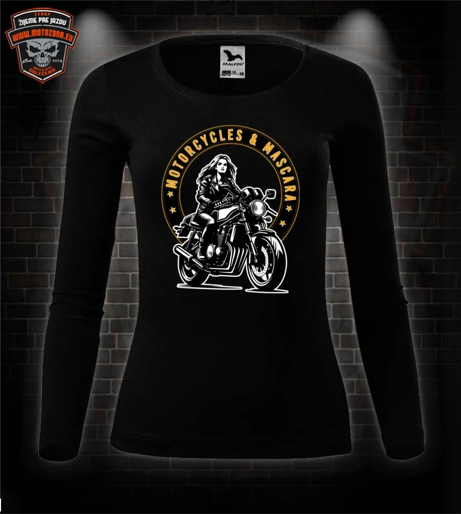 Dámske moto tričko s dlhým rukávom Motorcycles & Mascara