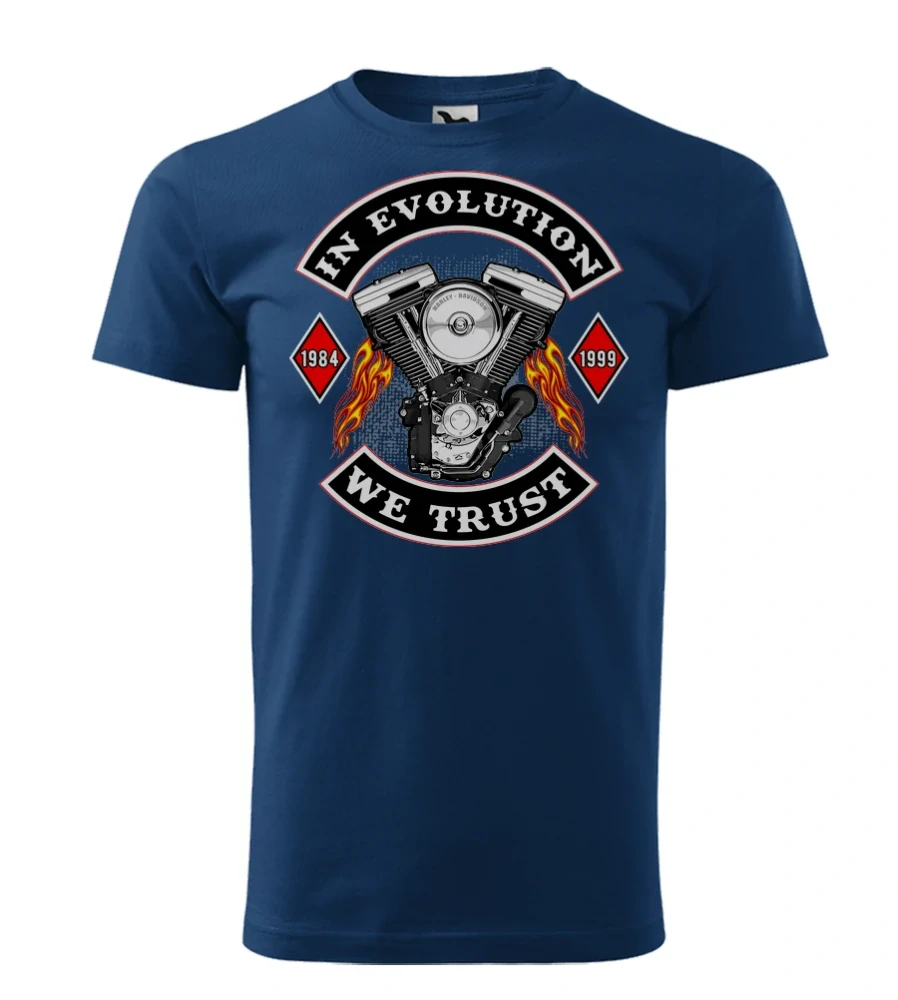 Motorkárske tričko In Evolution We Trust | Pocta legende V-Twin