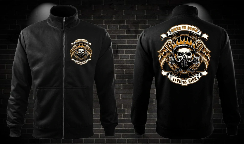Zipsová moto mikina Biker to death