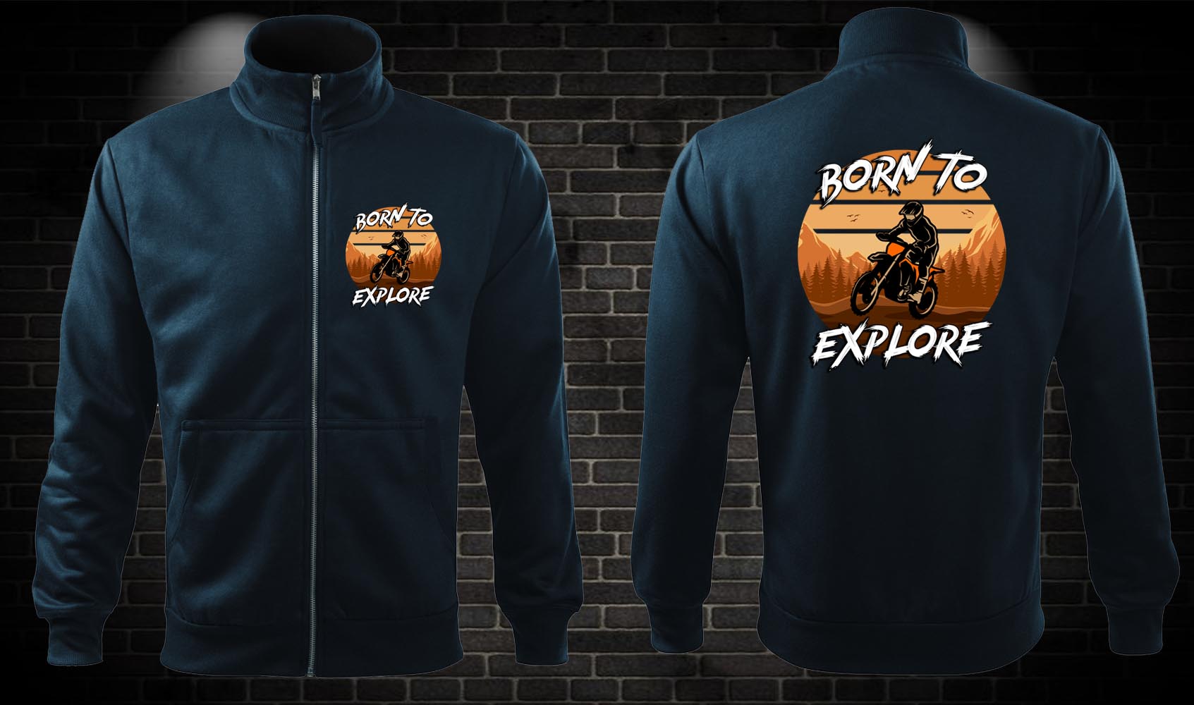 Zipsová moto mikina Born to Explore