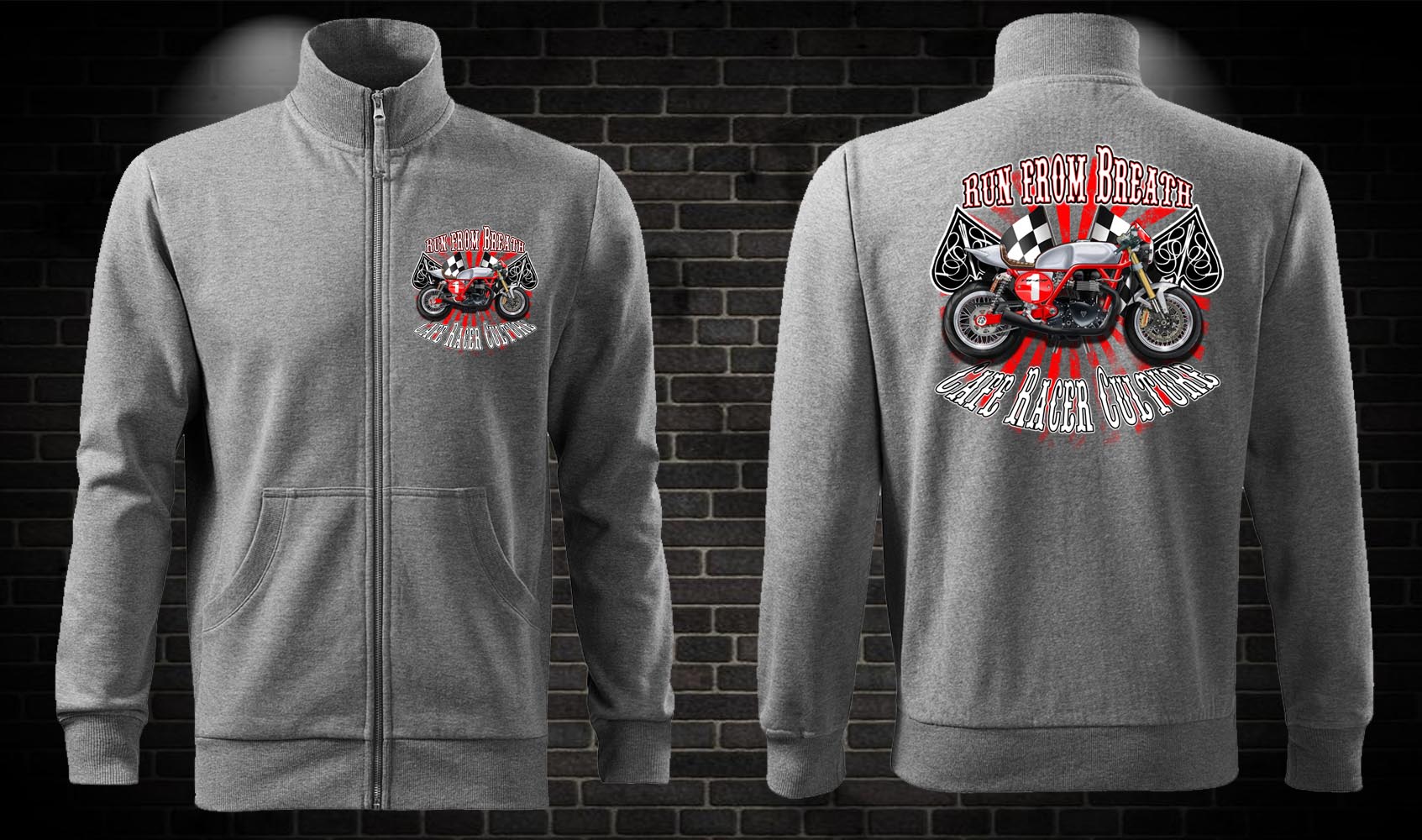 Zipsová moto mikina Caffe racer