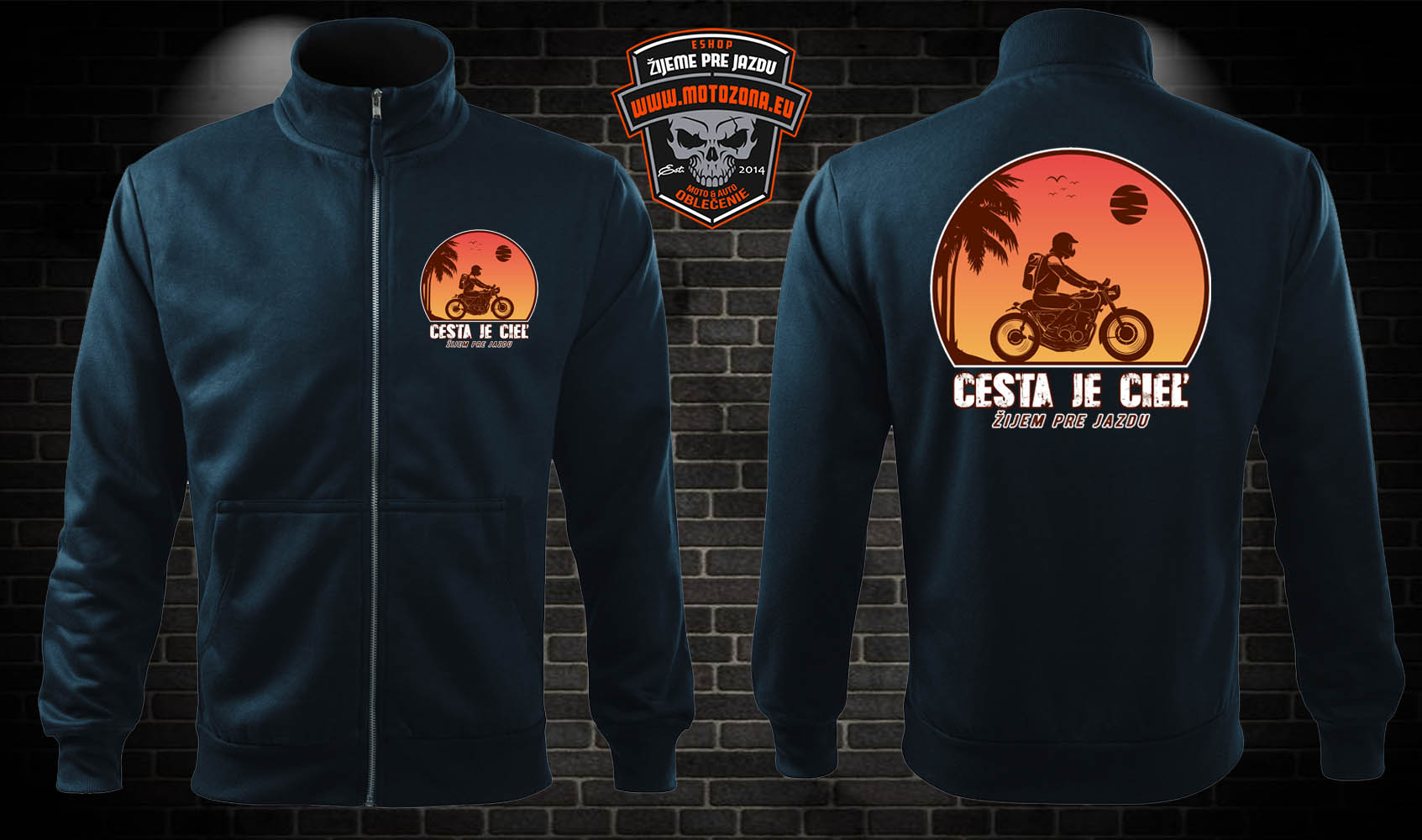Zipsová moto mikina Cesta je cieľ 2