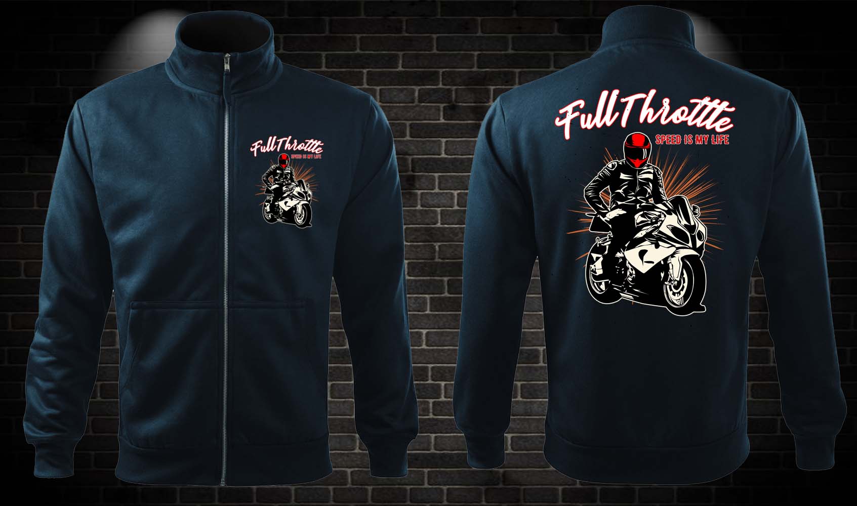 Moto mikina Full Throttle na zips